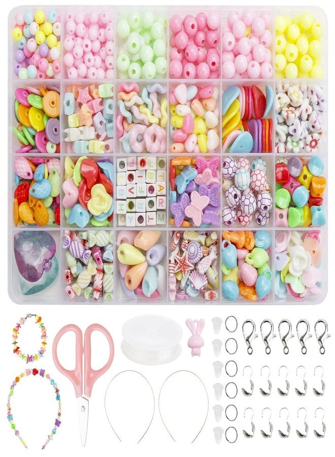 TREXEE (500Pcs Beads Set,Jewelry Making Kit,Girl DIY Bracelet Set,Different Types and Shapes Colorful Acrylic Crafting Beads Kits Setfor Children Over Three Years Old, Color 1, Multicolor - Image 1